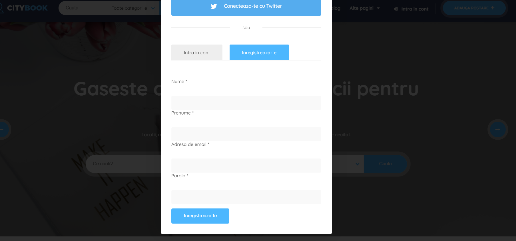 cum sa completati formularul de inregistrare pe belle event