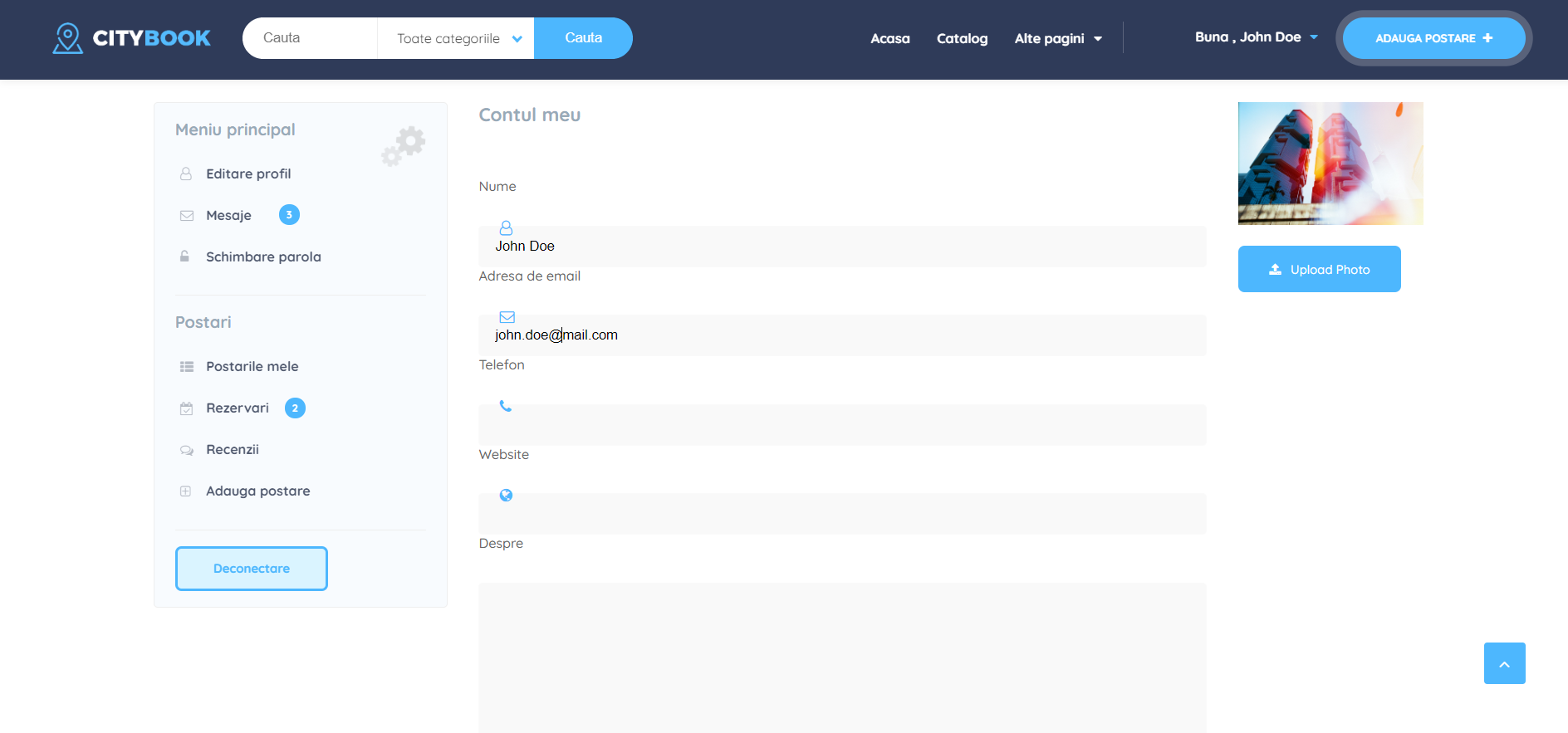 cum sa editati informatiile profilului de utilizator pe belle event