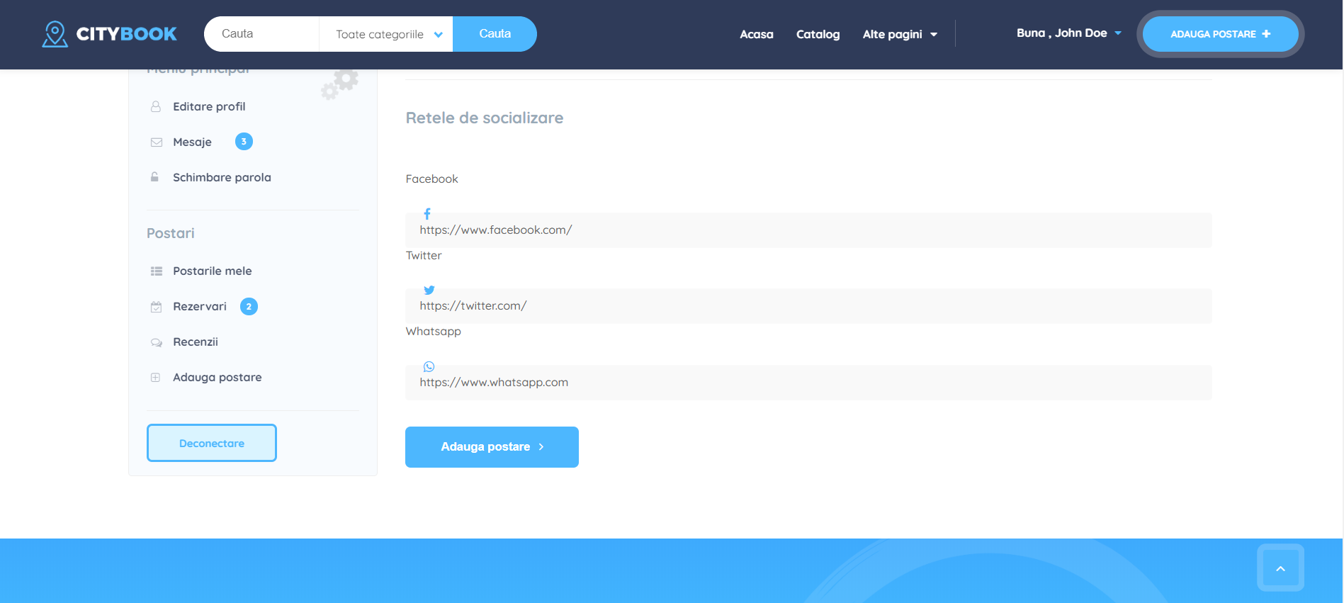 cum sa adaugi linkuri catre paginile de social media intr-o postare pe belle event